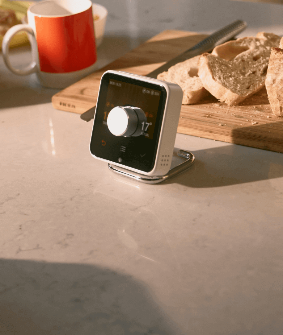 Hive smart heating thermostat on a kitchen counter
