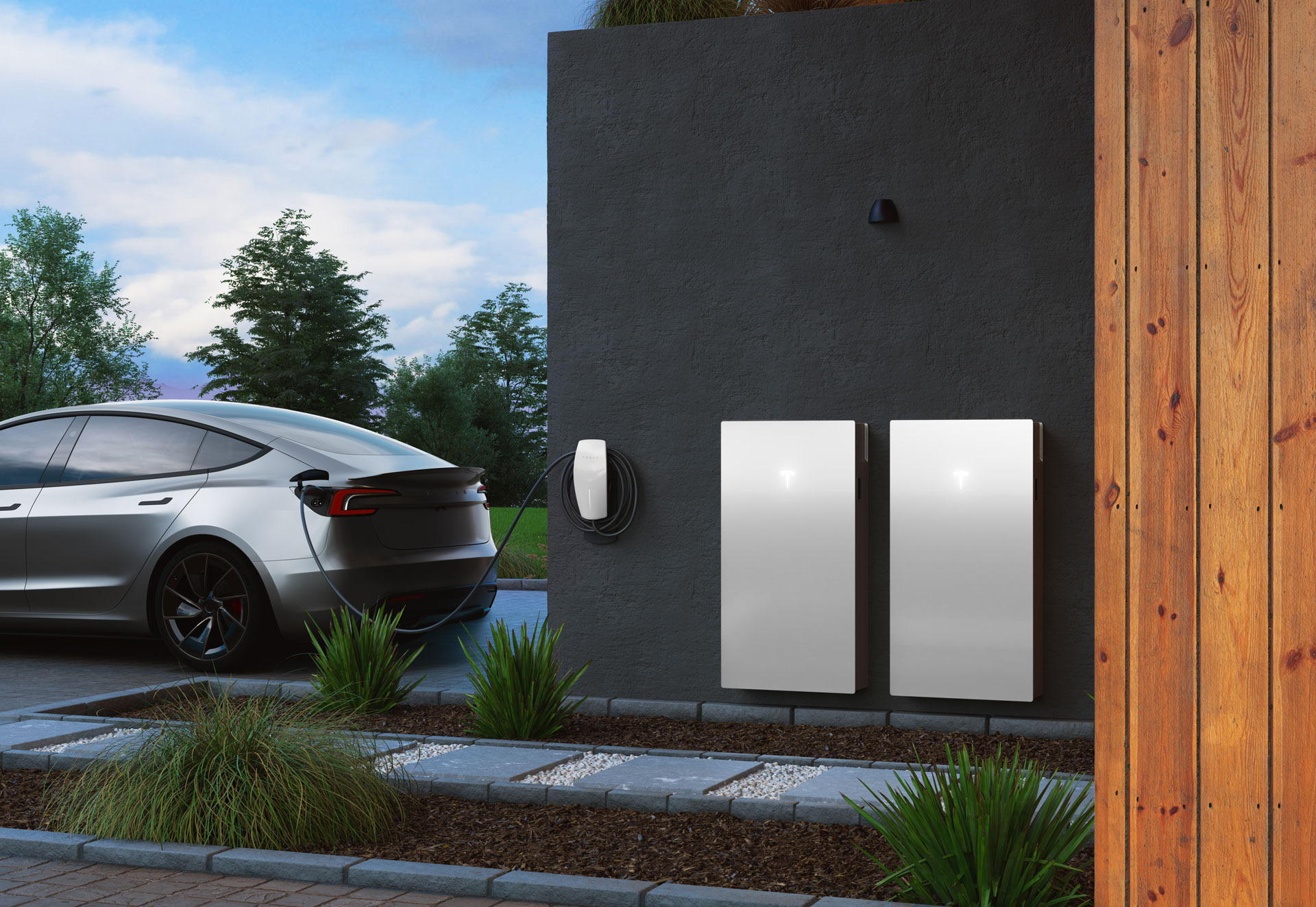 Wall-mounted home battery in utility room or garage