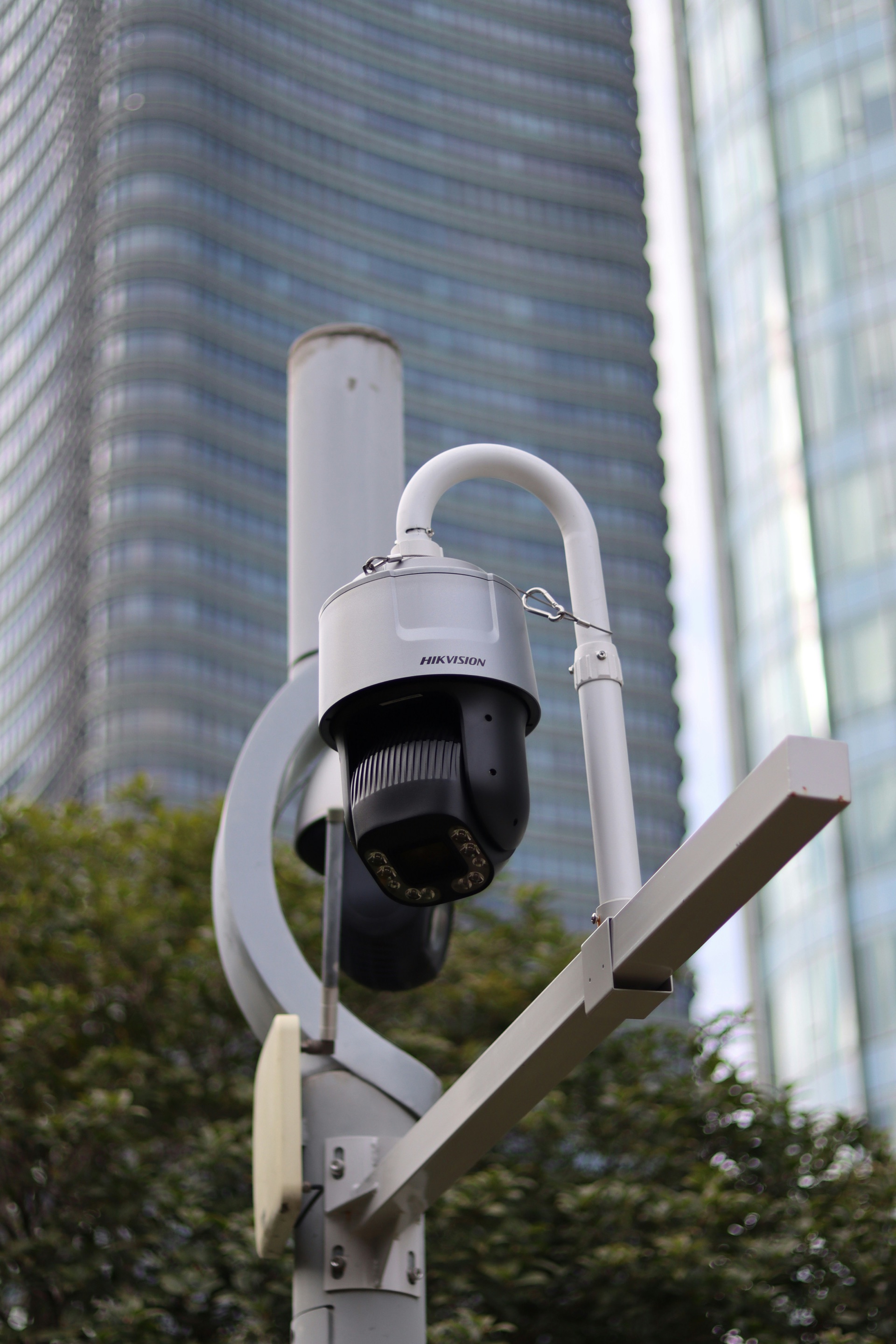 Hikvision dome camera mounted on house exterior
