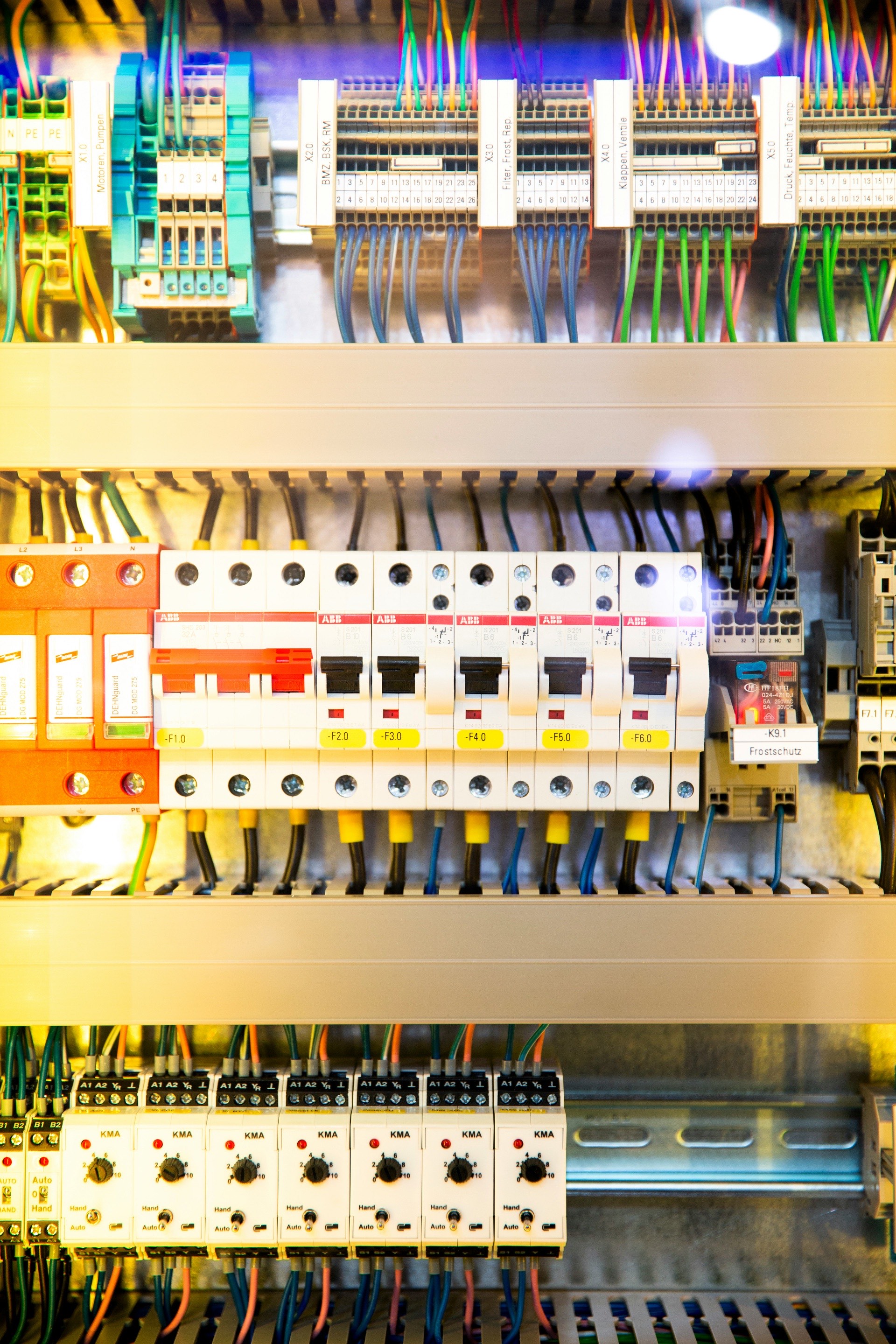 Modern 3-phase commercial distribution board, neat install