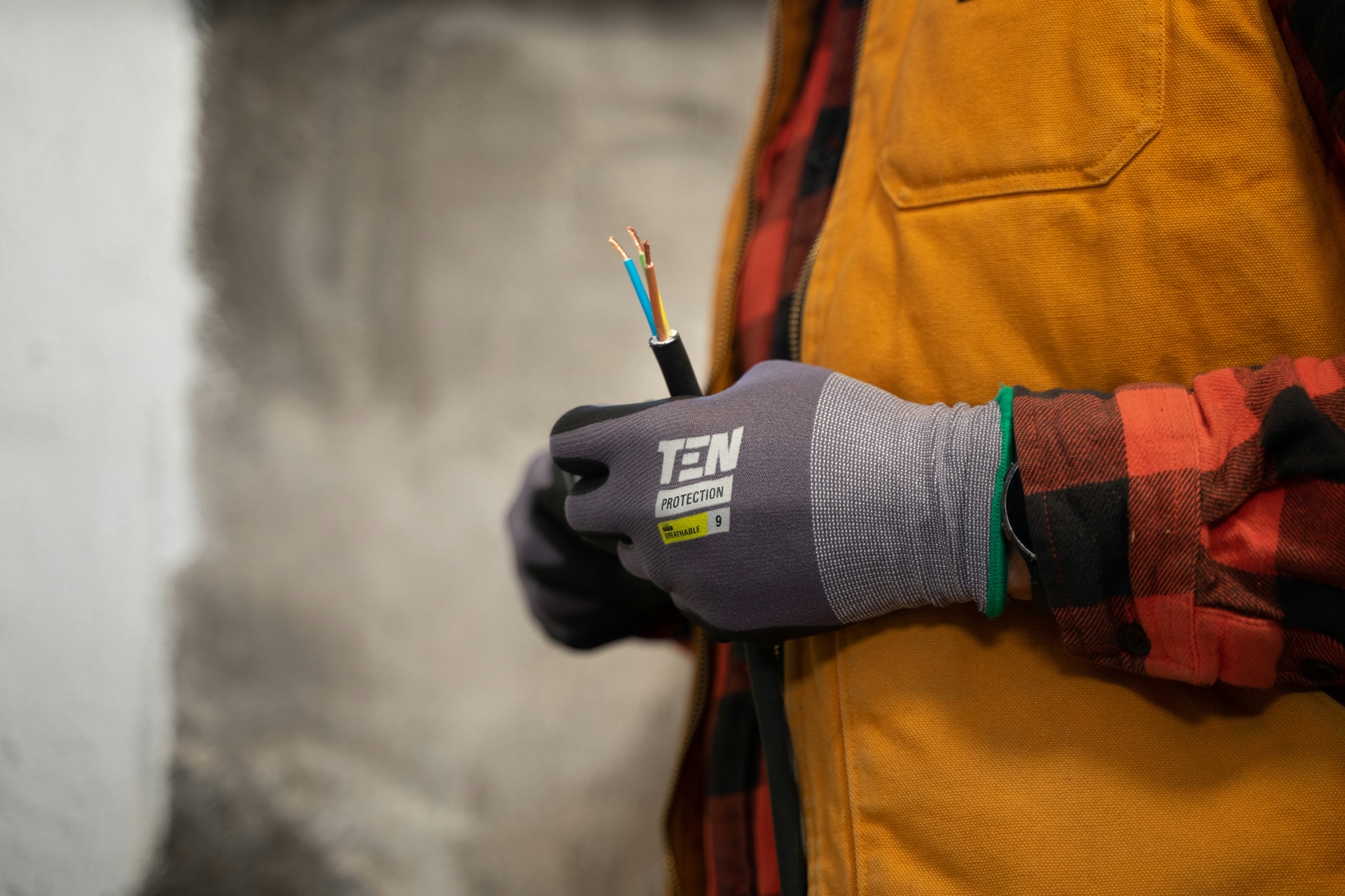 Cable run in wall cavity — first-fix electrical wiring
