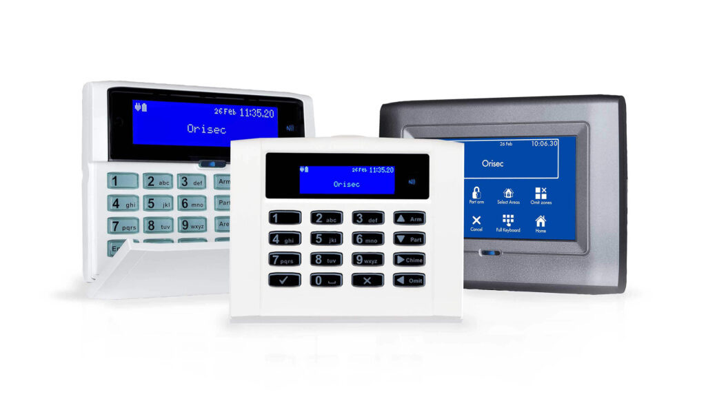 Range of Orisec keypads — three different models on a white background
